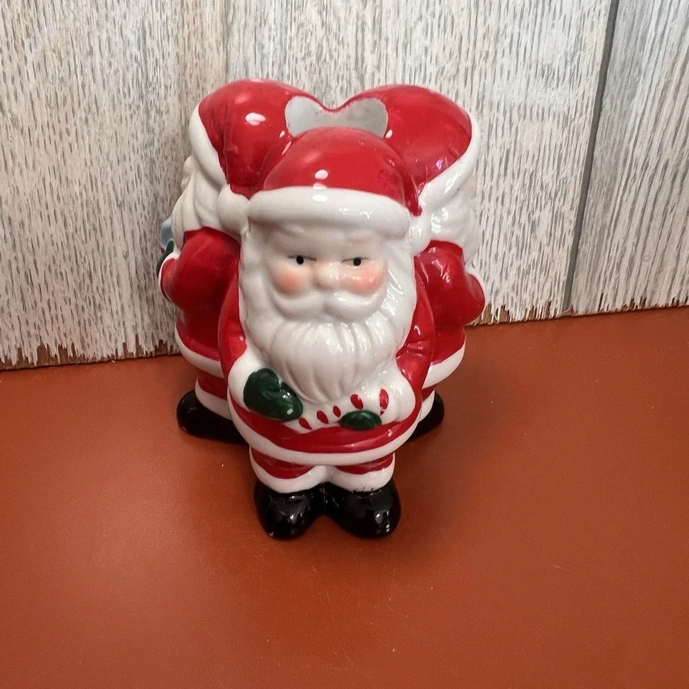 Vtg SANTA CLAUS Christmas Decor Taper Candle Holder 4.5